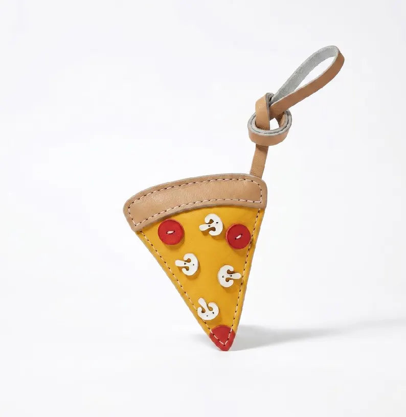 Pizza Leather Bag Charm