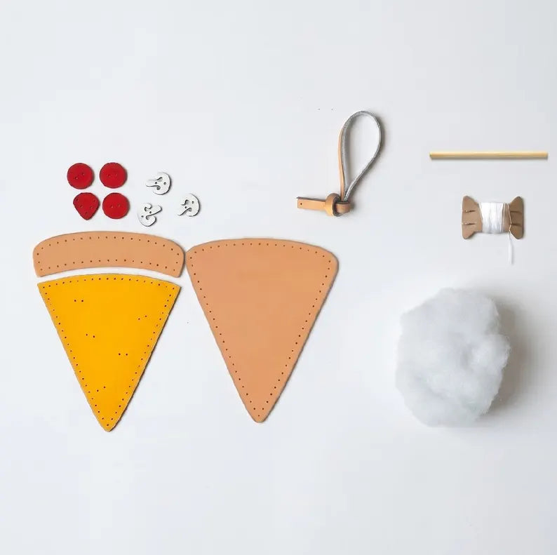 Pizza Leather Bag Charm