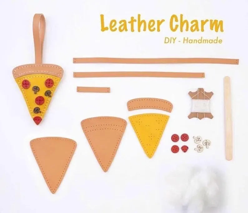 Pizza Leather Bag Charm