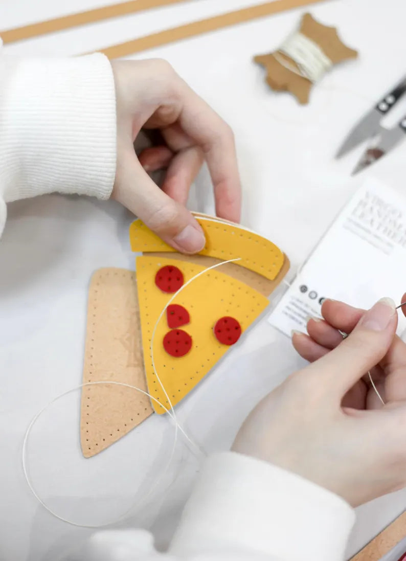 Pizza Leather Bag Charm