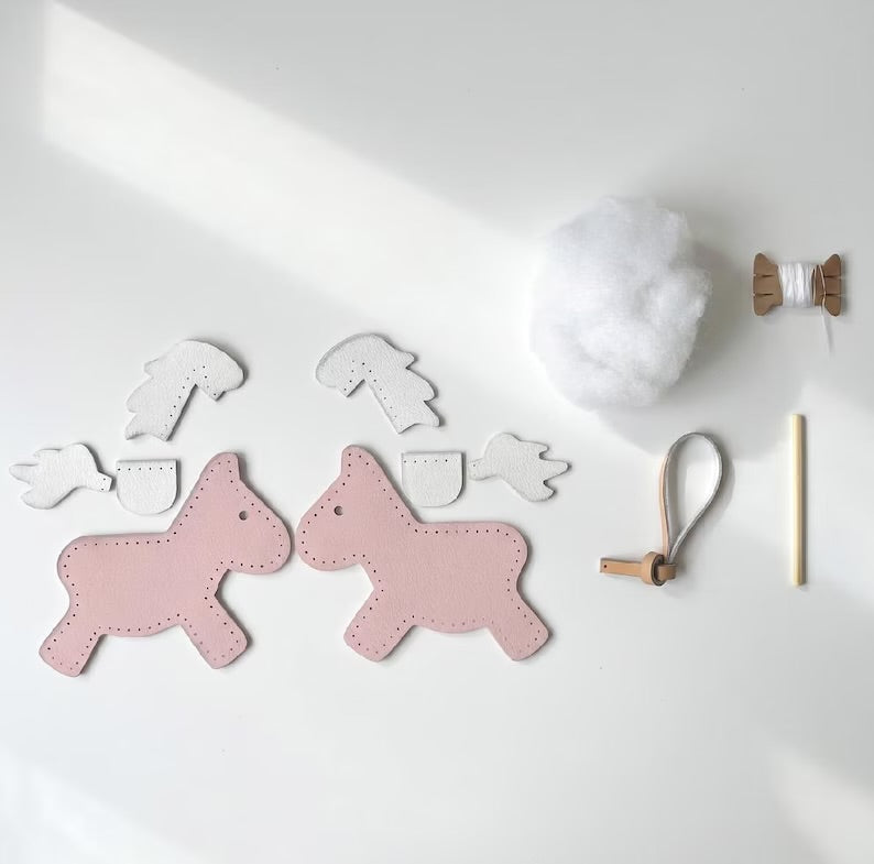 Pink Horse Leather Bag Charm