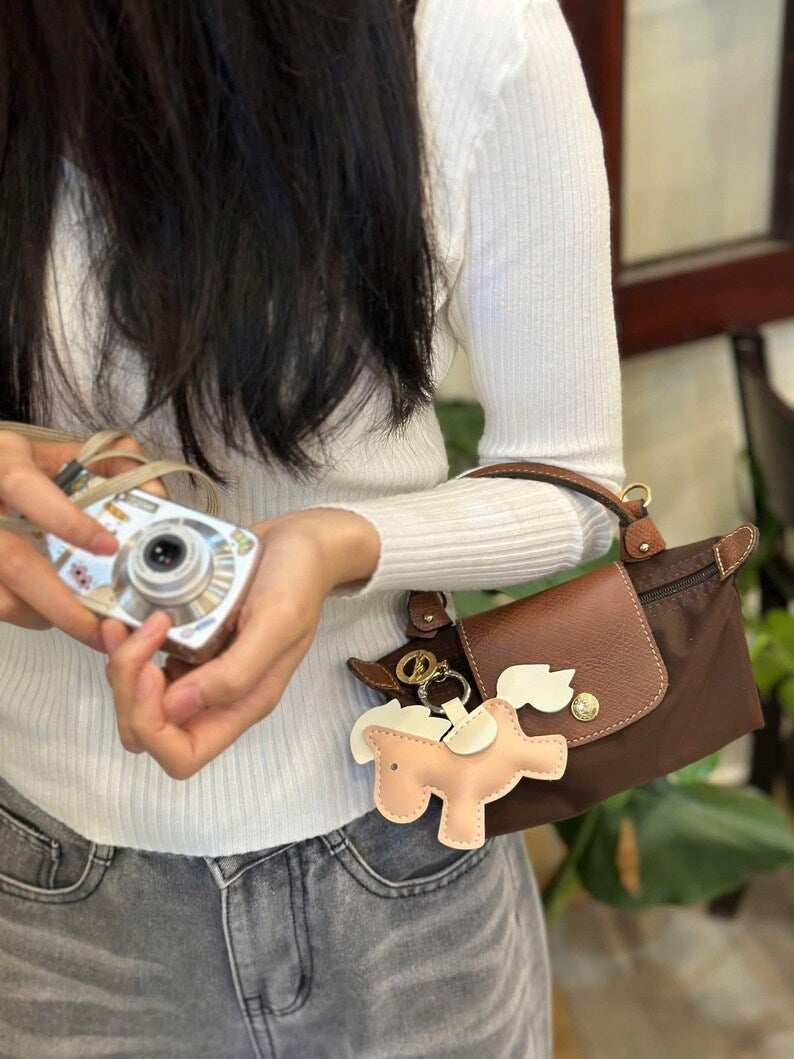 Pink Horse Leather Bag Charm