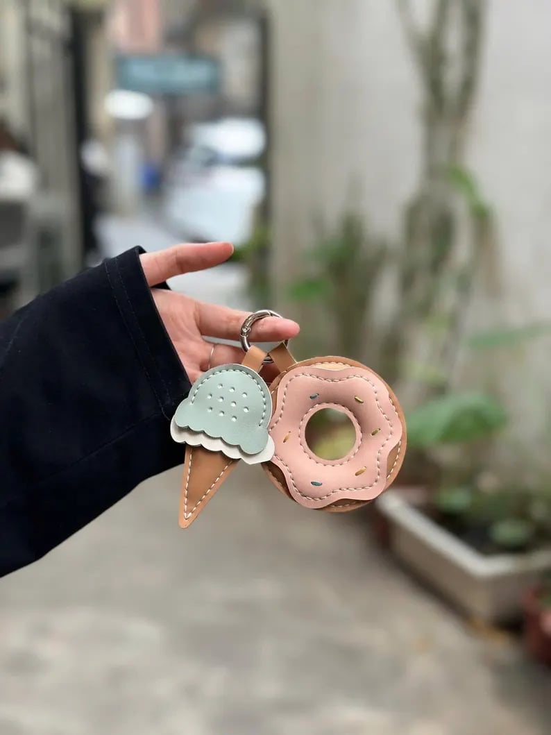 Donut Leather Bag Charm
