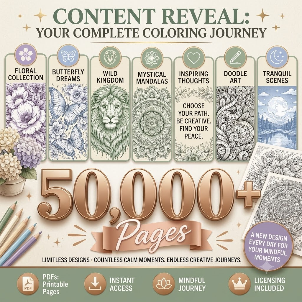 The Ultimate Adult Coloring Vault: 50,000+ Printable Pages with PLR & MRR