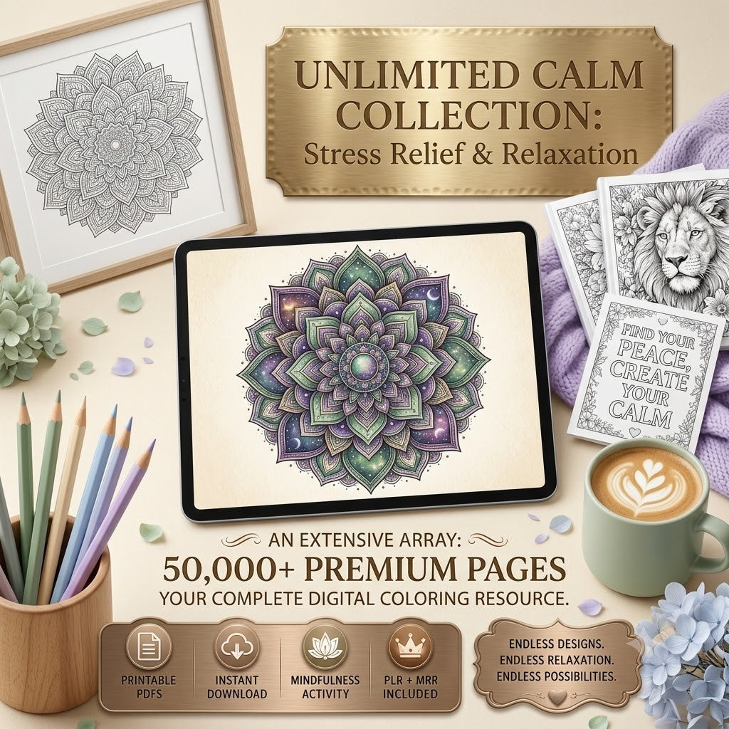 The Ultimate Adult Coloring Vault: 50,000+ Printable Pages with PLR & MRR