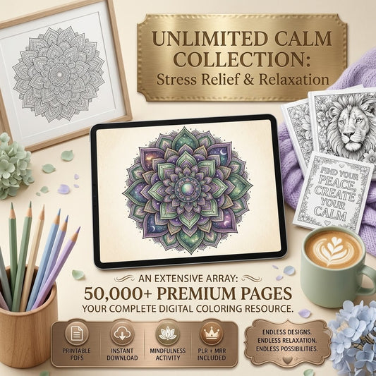 The Ultimate Adult Coloring Vault: 50,000+ Printable Pages with PLR & MRR